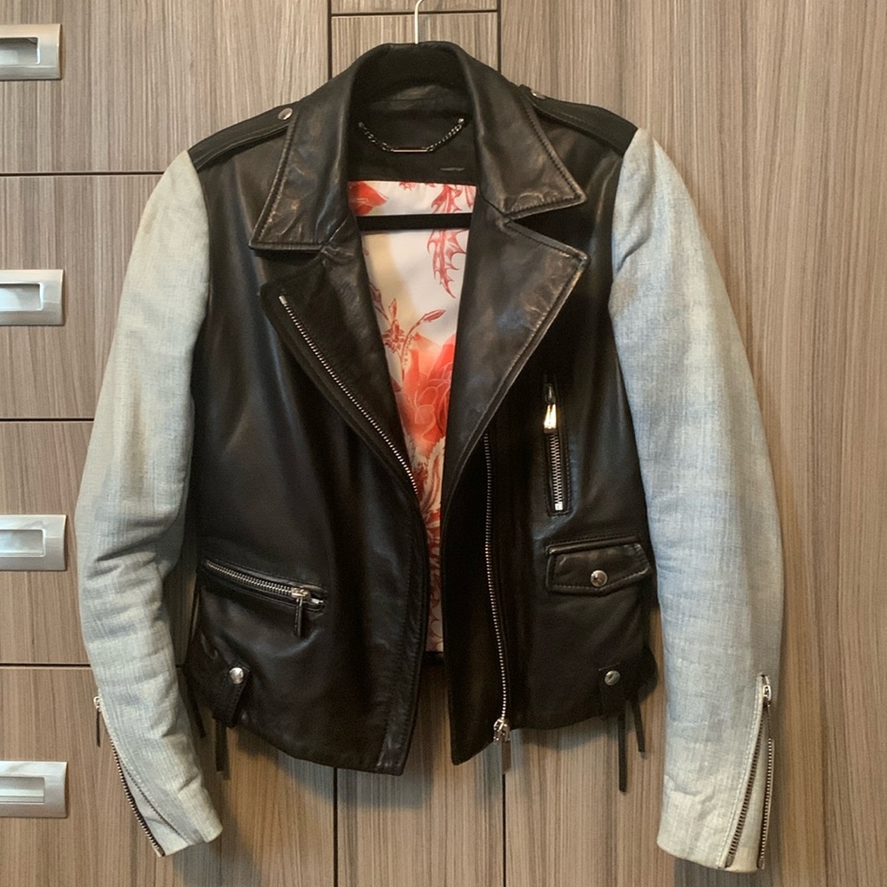 Barbara Bui Leather moto biker jacket size 40